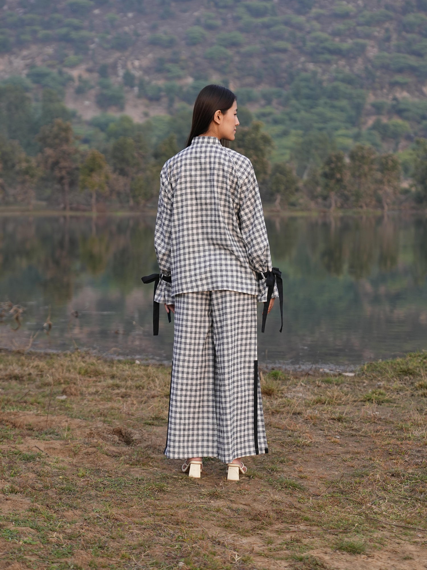 Sutra Balloon Sleeve Check Co-ord