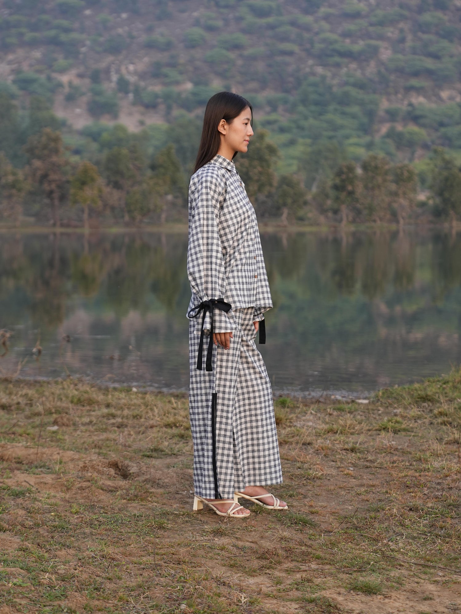 Sutra Balloon Sleeve Check Co-ord