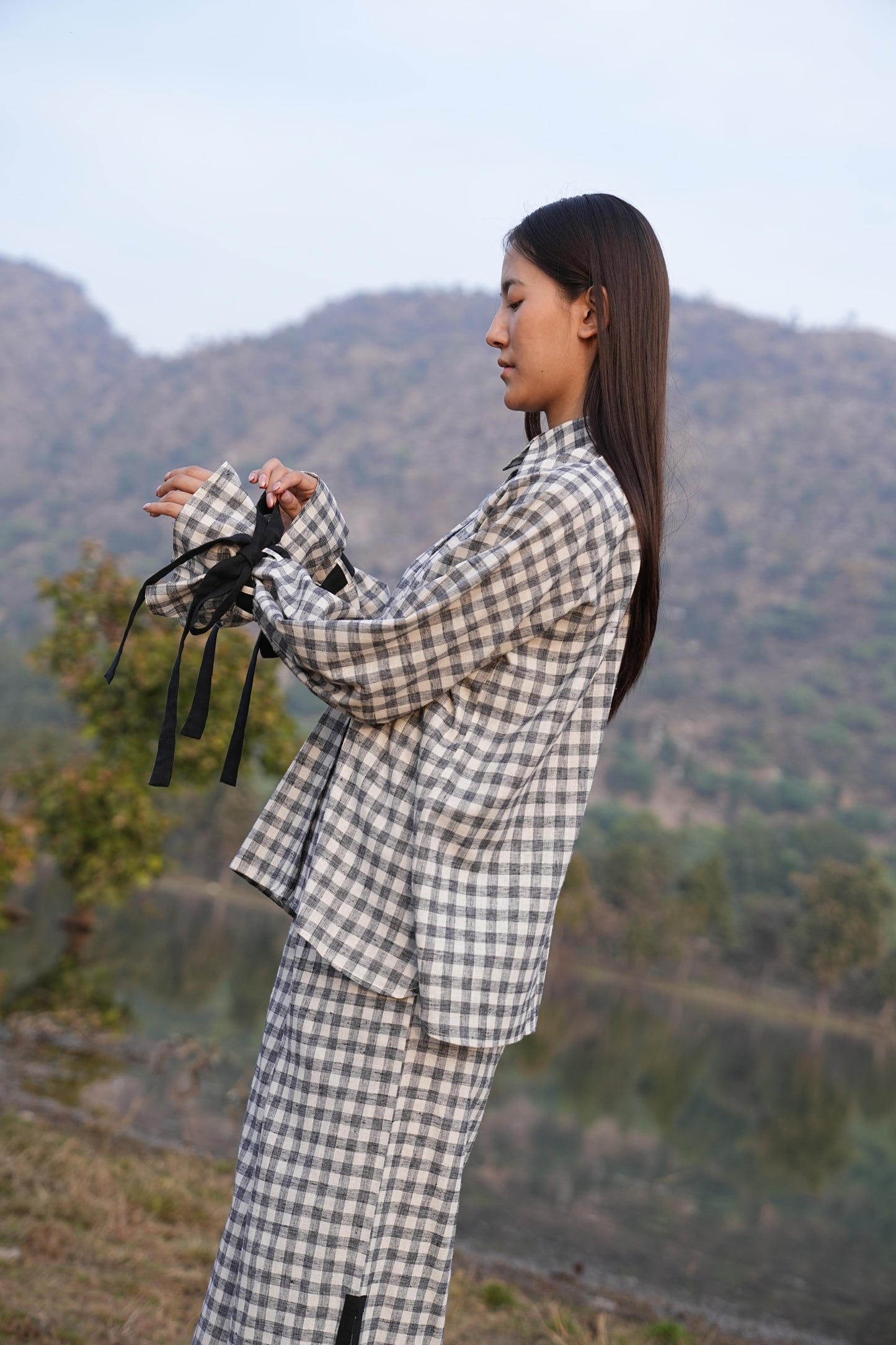 Sutra Balloon Sleeve Check Co-ord