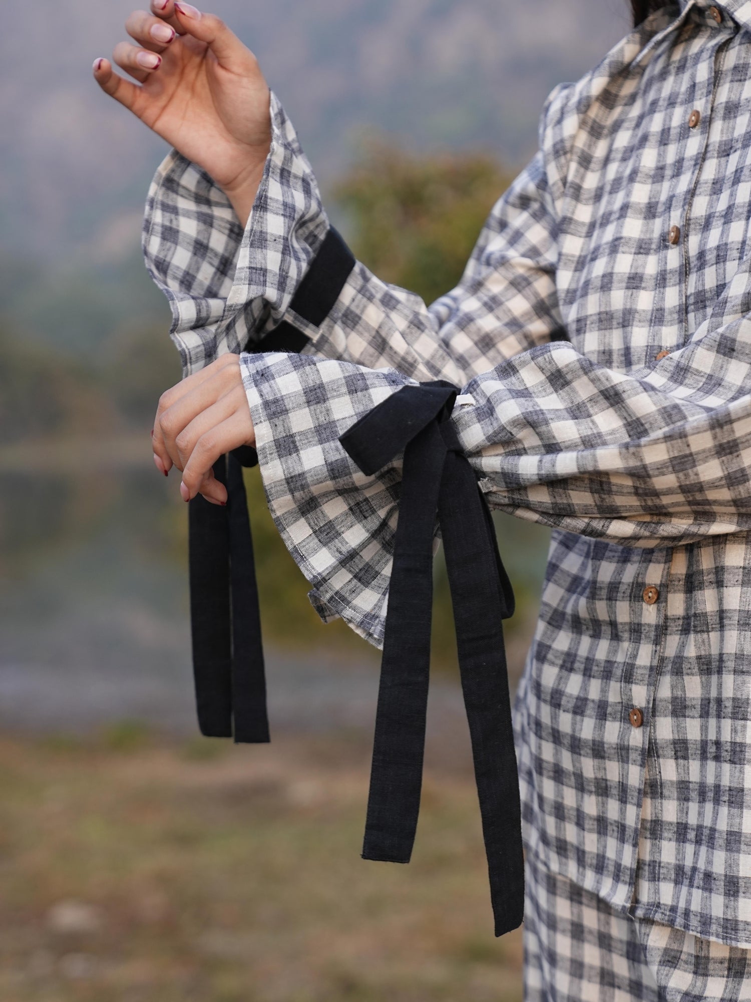 Sutra Balloon Sleeve Check Co-ord