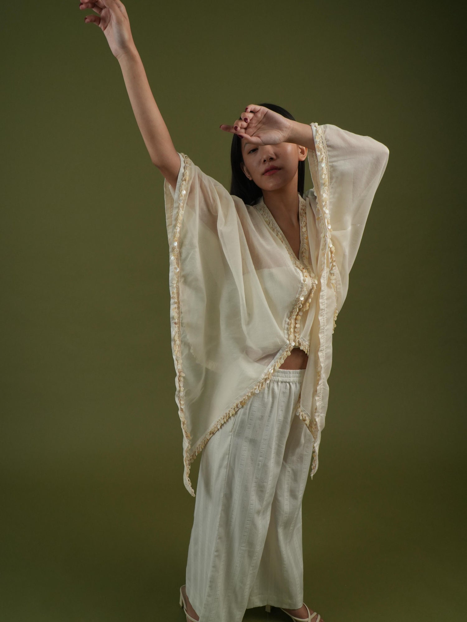 Vanshitaaz Ivory Harmony Cape Set