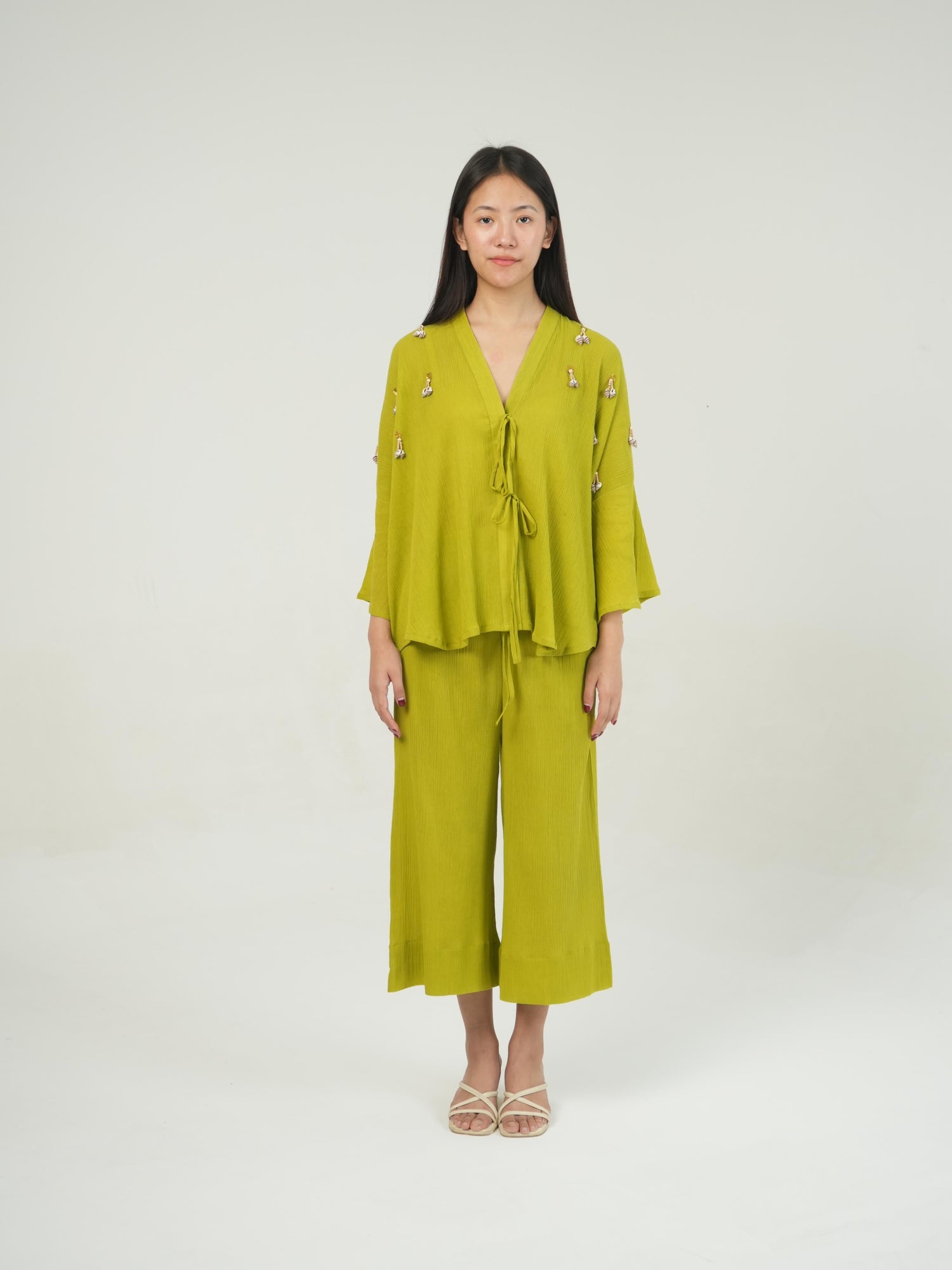 Vanshitaaz Lime Green Crinkled Cotton Co-ord