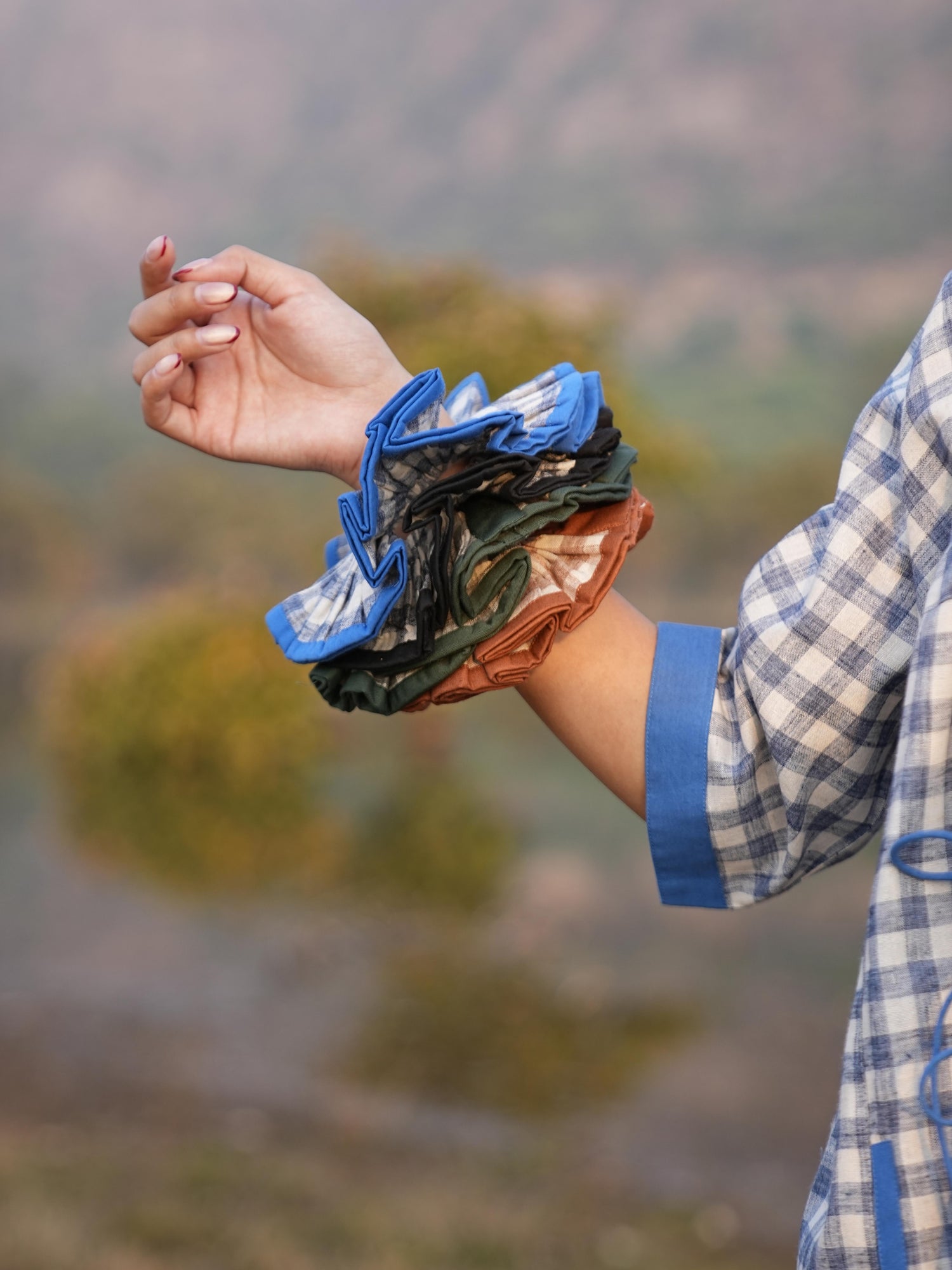 Sutra Check Scrunchies