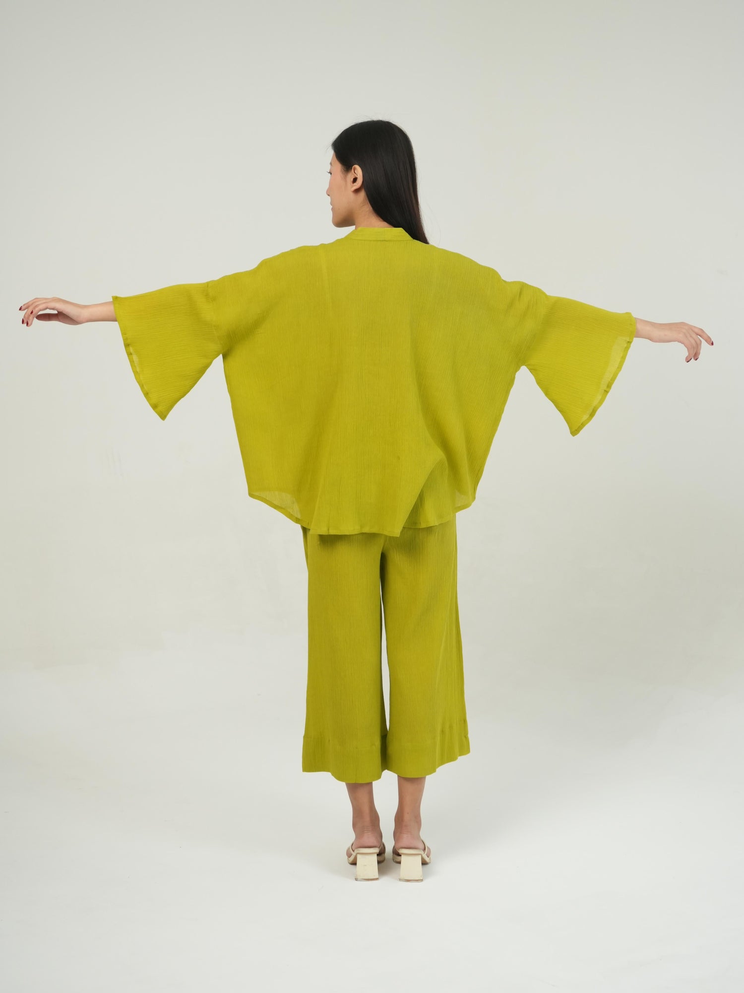 Vanshitaaz Lime Green Crinkled Cotton Co-ord
