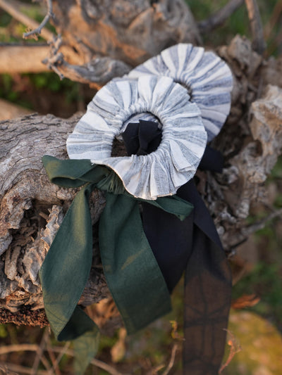 Sutra Stripe Bow Tie-up Scrunchies