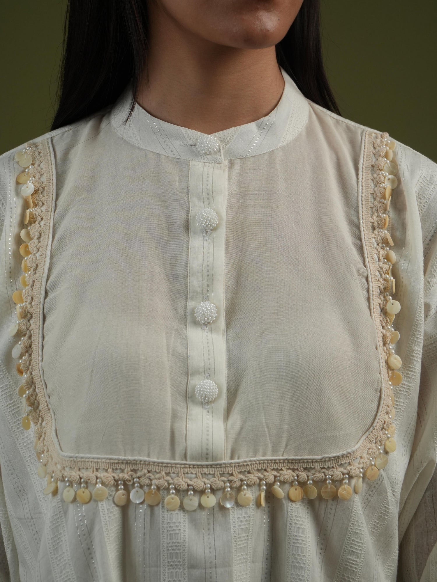 Vanshitaaz Ivory Grace Embroidered Shirt & Pleated Pants Set