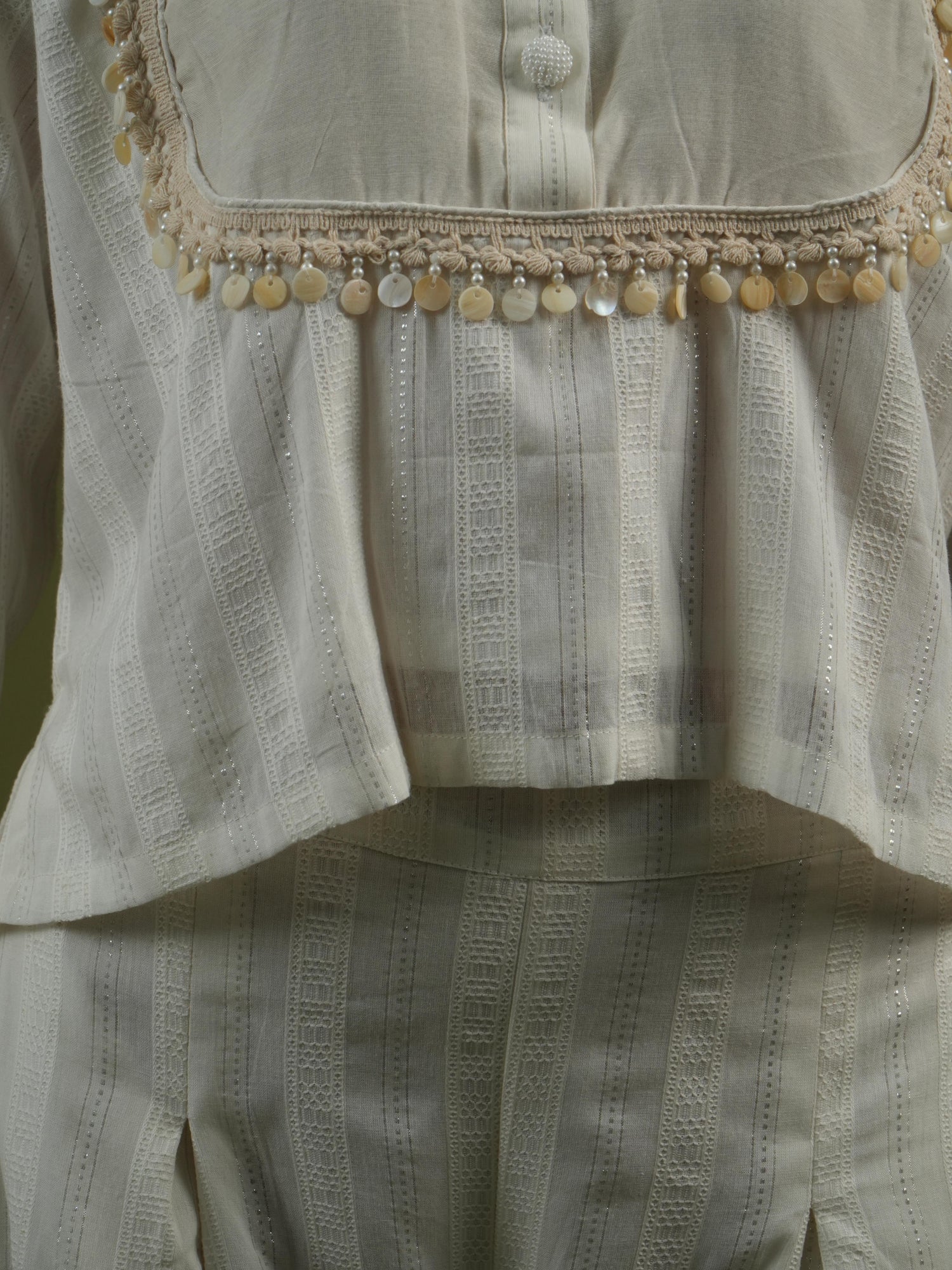 Vanshitaaz Ivory Grace Embroidered Shirt & Pleated Pants Set