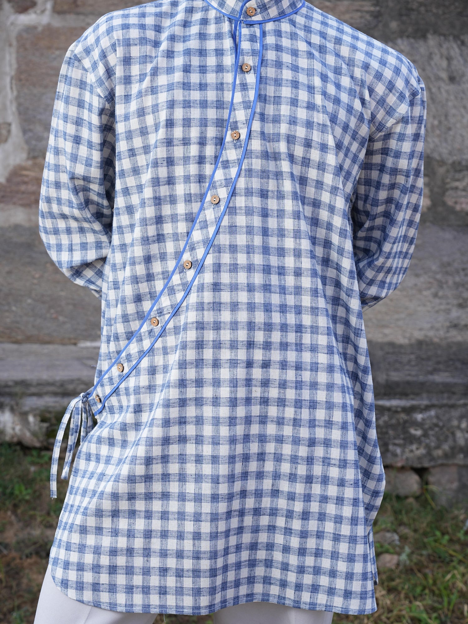 Stripe Button Back Dress & Angrakha Duo
