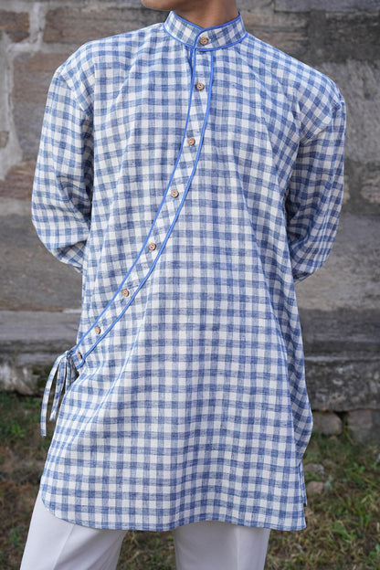 Stripe Button Back Dress & Angrakha Duo
