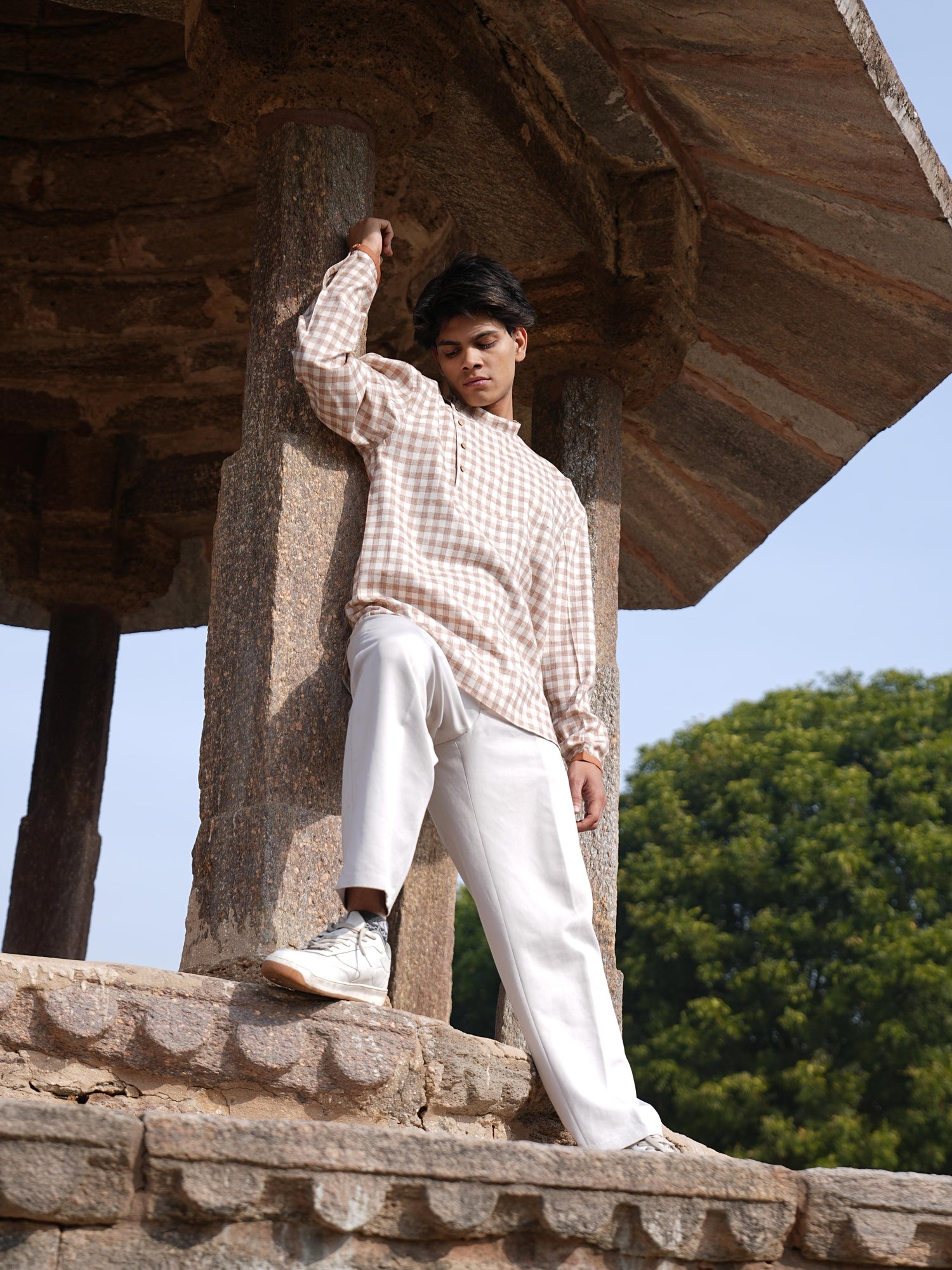 Sutra Anti-Fit Check Kurta