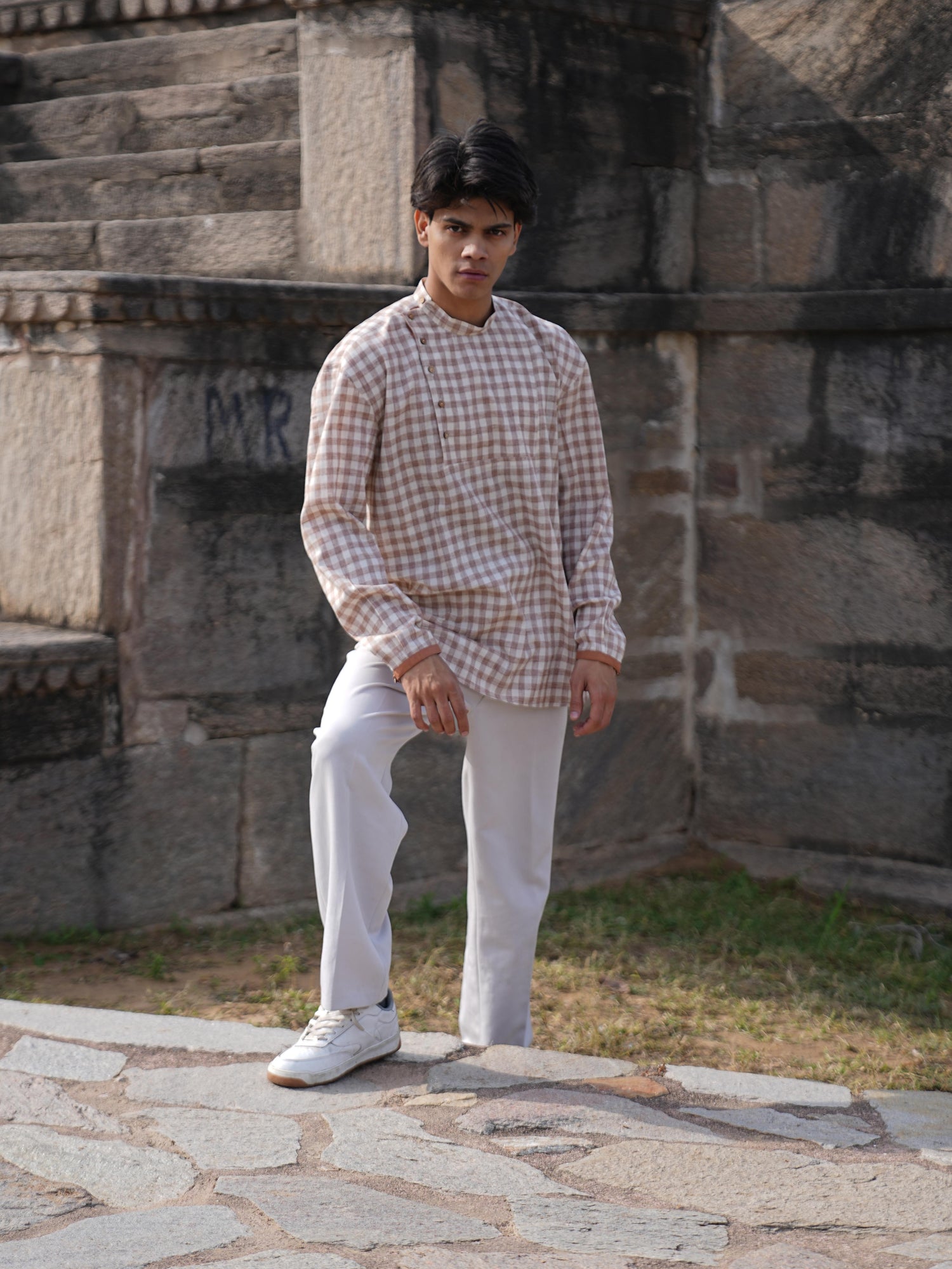 Sutra Anti-Fit Check Kurta