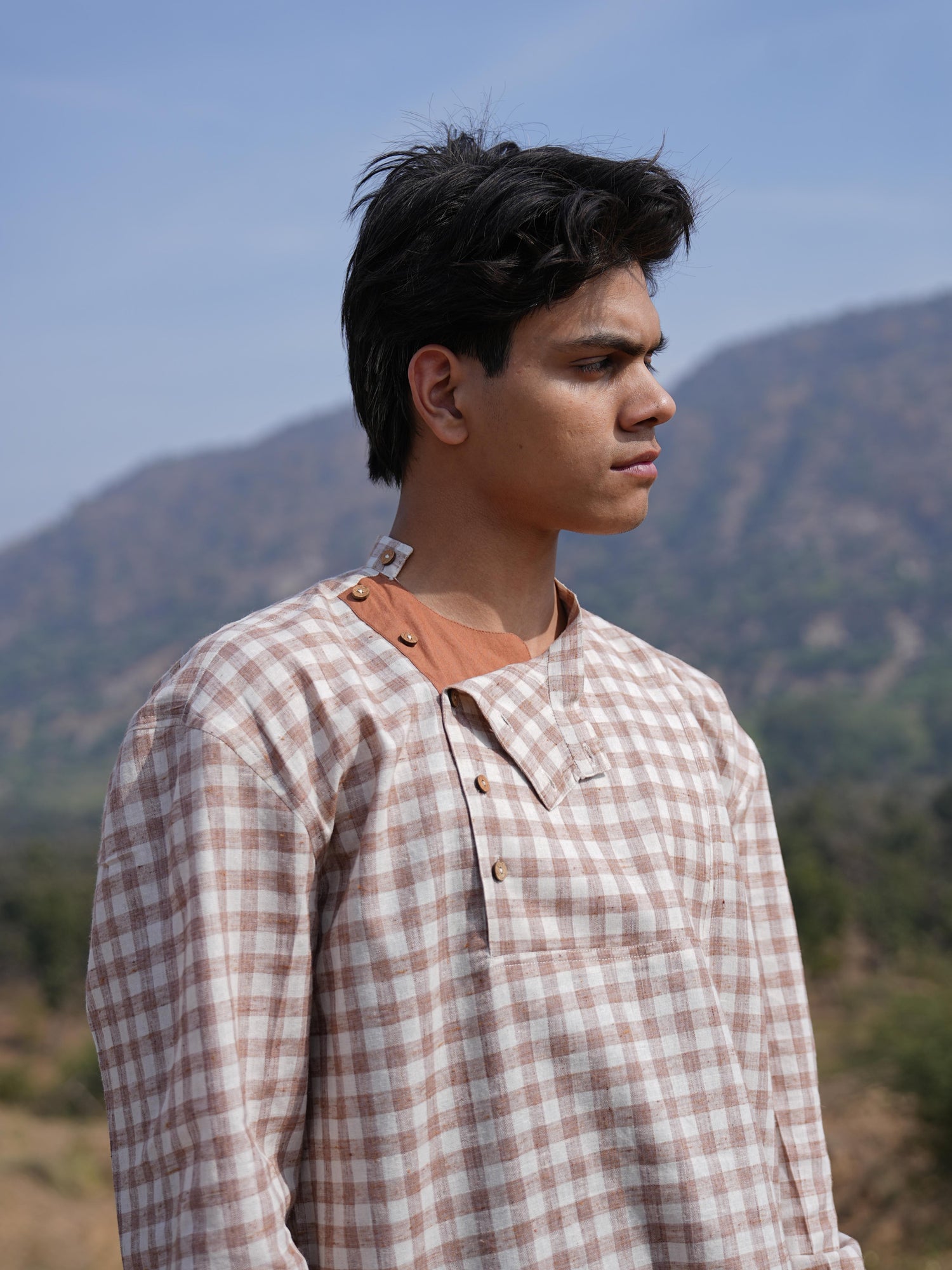 Sutra Anti-Fit Check Kurta