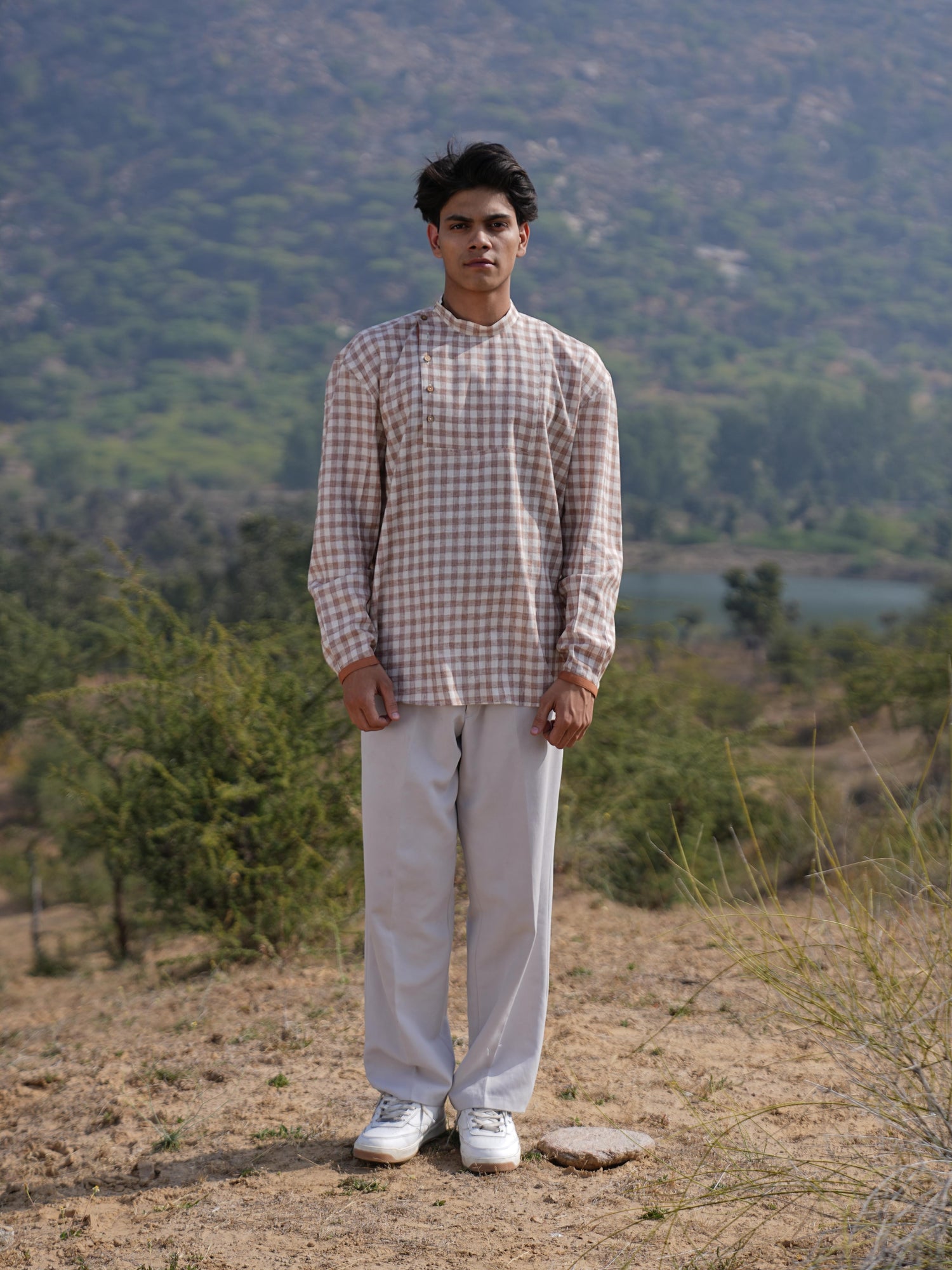 Sutra Anti-Fit Check Kurta