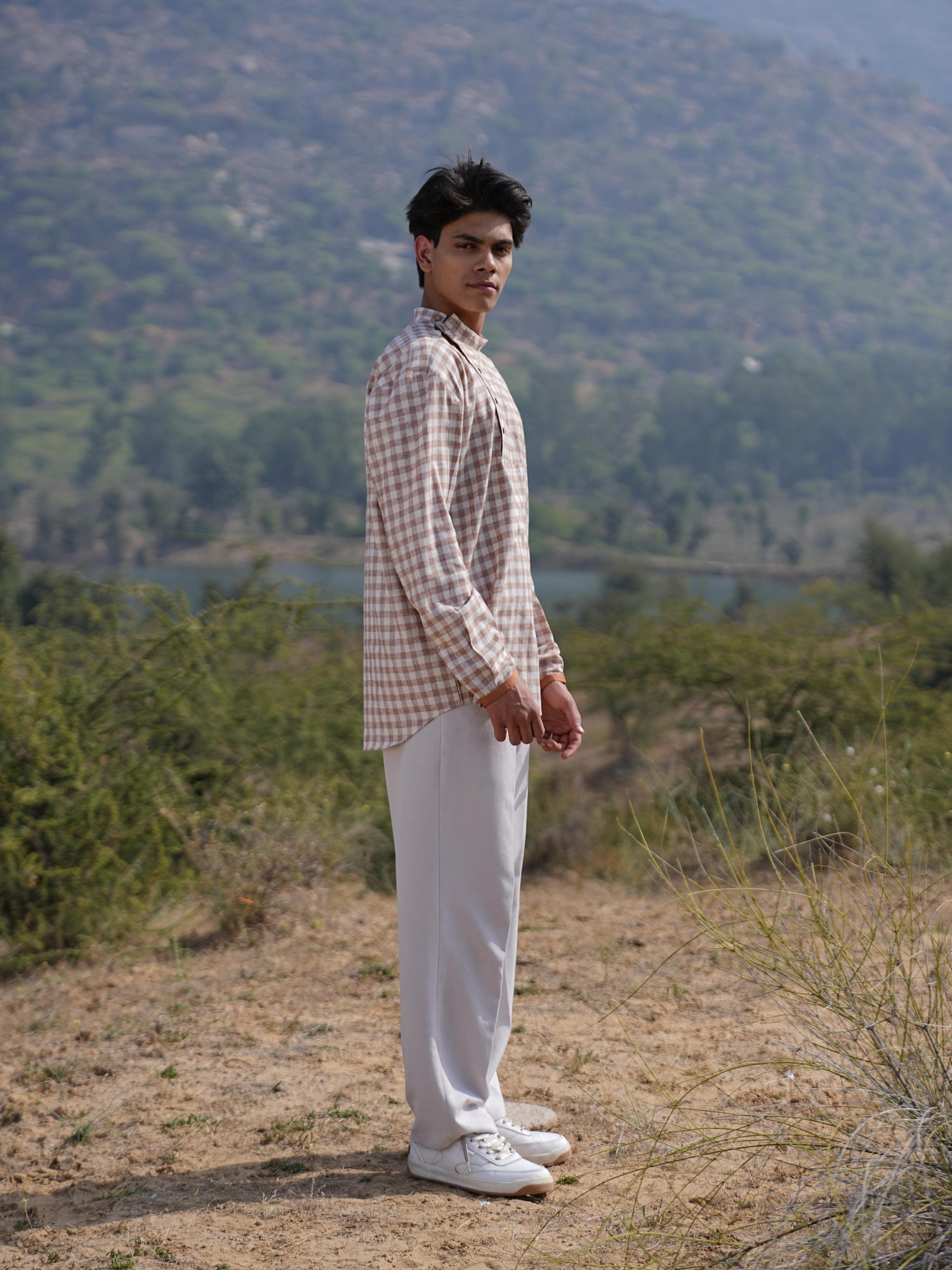 Sutra Anti-Fit Check Kurta