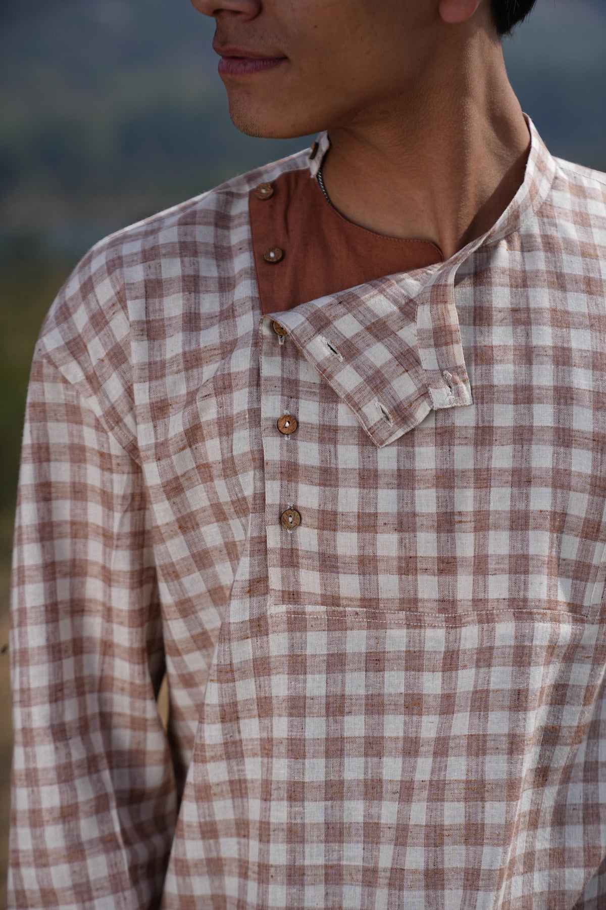 Rust Stripe Coord & Check Kurta Duo