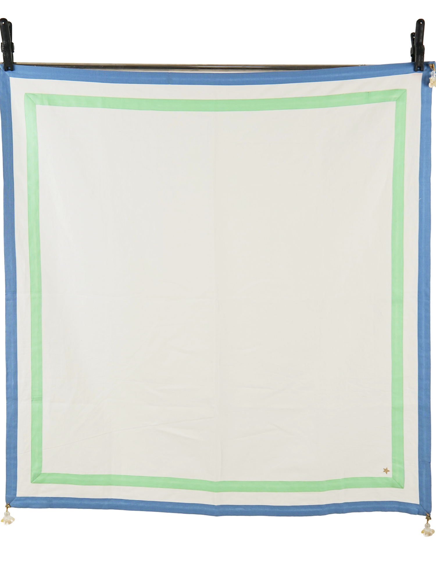 Embroidered Linen Cotton Scarf - White Mint