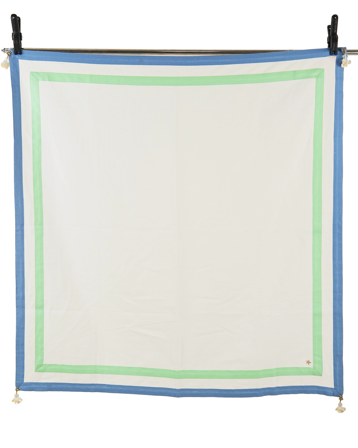 Embroidered Linen Cotton Scarf - White Mint